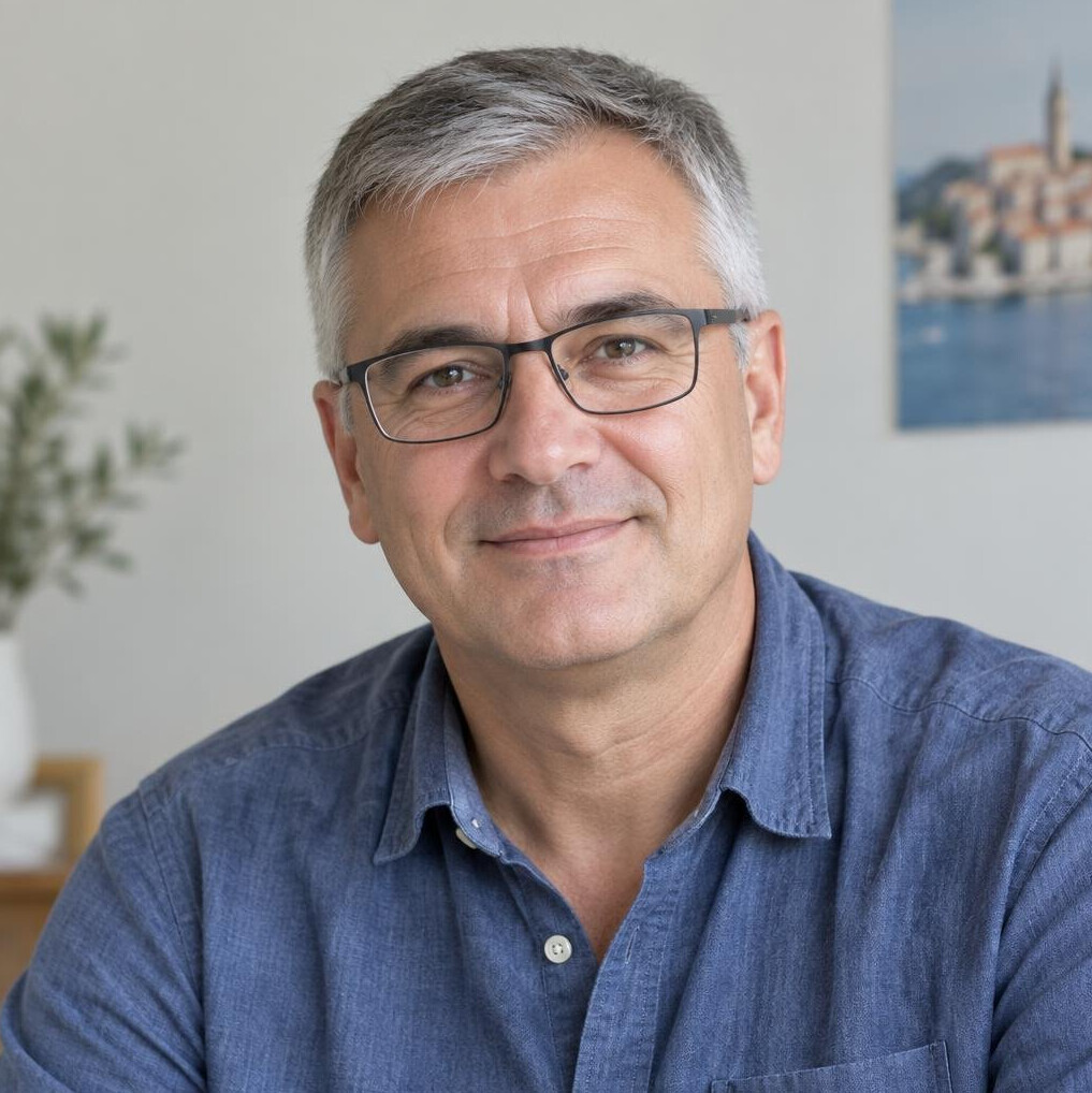 Portrait of a middle-aged Croatian man with glasses